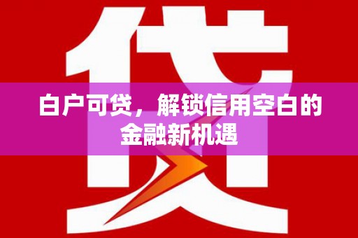 七美白户可贷，解锁信用空白的金融新机遇